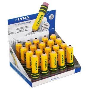 Espositore 20 gomme matita Lyra Temagraph Eraser 2x7 cm -