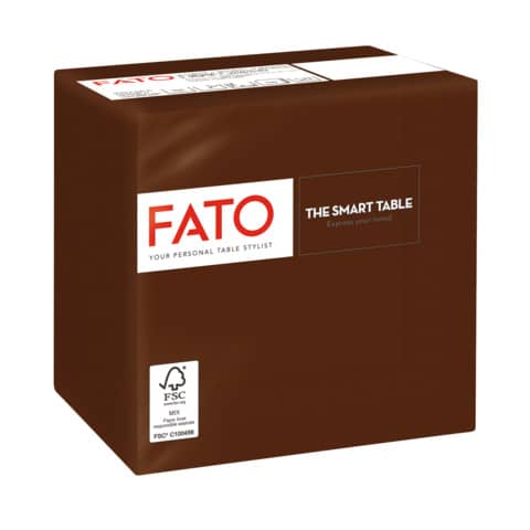 Tovaglioli piegati 2 veli Fato Smart Table pura cellulosa 24x24 cm cioccolato