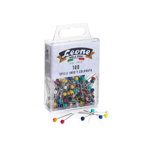 Spilli testa in plastica colorata Leone Dell'Era Inox 304 - 0,60x32 mm -