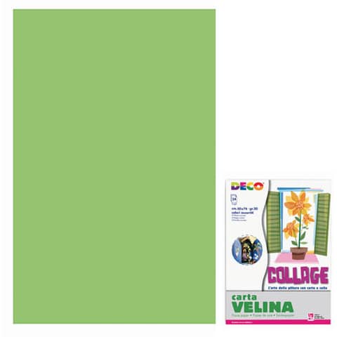Carta velina 50x76 cm - busta 24 fogli - 20 g/m² Deco verde chiaro