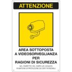 Cartello area video 20x30 cm Immagine gialla Cartelli Segnalatori "Area