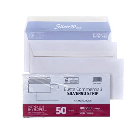 Buste senza finestra Pigna Envelopes Silver90 Strip 90gr/mq taglio quadro
