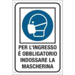 Etichetta obbligo uso dpi 12x18 cm Cartelli Segnalatori "Per l'ingresso è