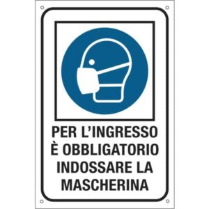Etichetta obbligo uso dpi 12x18 cm Cartelli Segnalatori "Per l'ingresso รจ