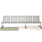 Panca 5 posti attesa Unisit Plexus PS5P in acciaio grigio - schienale e seduta