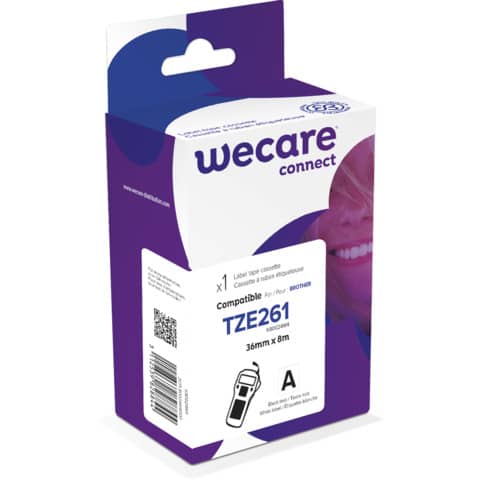 Nastro compatibile Brother 36 mm x 8 mt Wecare nero/bianco