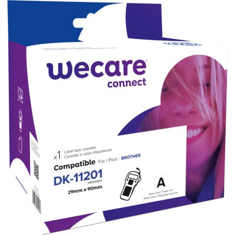 Rotolo 400 etichette compatibili Brother 29 mm x 90 mm Wecare nero/bianco