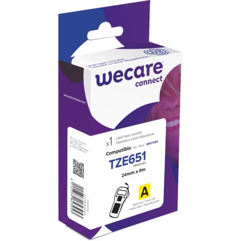 Nastro compatibile Brother 24 mm x 8 mt Wecare nero/giallo