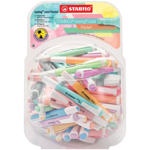 Espositore 100 evidenziatori Stabilo Swing Cool Pastel  - colori
