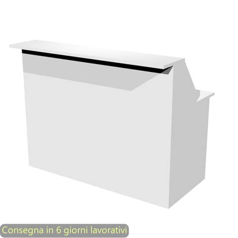 Linear white reception desk 140x76xH.117 cm in melamine line
