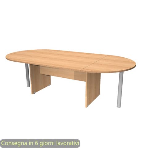 Tavolo riunione ovale faggio 220x110xH.72 cm gamba a pannello in