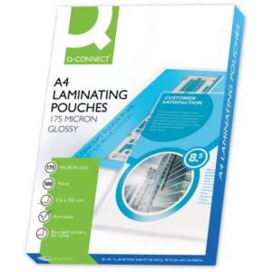 Pouches per plastificatrici Q-Connect 216x303 mm lucide A4 conf. 100 pz 175