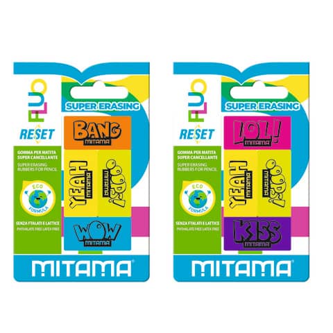 Mitama Reset Fluo pencil eraser - assorted fluorescent colours -