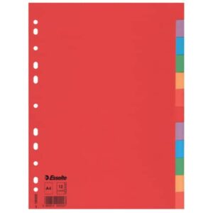 Intercalari Esselte a 12 tasti colorati in carta riciclata