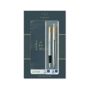 Gift set DUO Parker - Penna a sfera Jotter Stainless Steel GT + stilografica