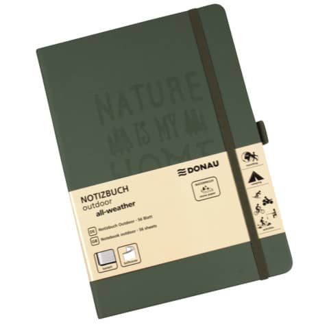 Taccuino con copertina impermeabile Donau Outdoor A5 120 g/m² verde oliva