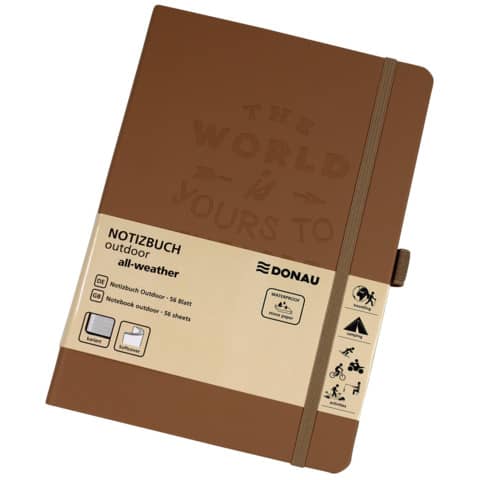 Taccuino con copertina impermeabile Donau Outdoor A5 120 g/m² marrone