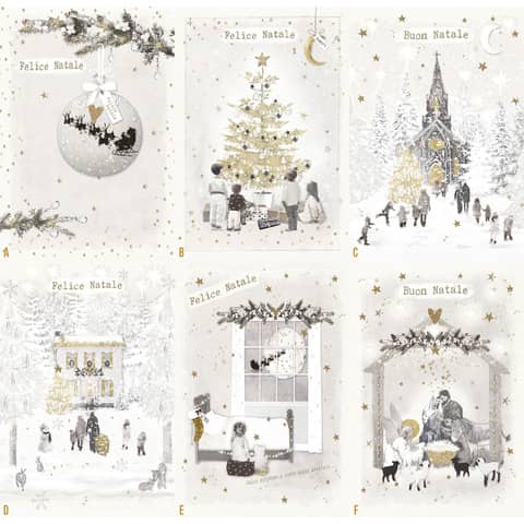Christmas greeting cards "Merry/Happy Christmas" 12x18 cm - 6 pack Biembi