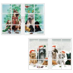 Mini biglietti di Natale glitterati a tre ante - soggetti assortiti - conf.12