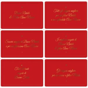 Biglietti Natalizi in vassoio - 9x14 cm conf. 6 pezzi Biembi rosso