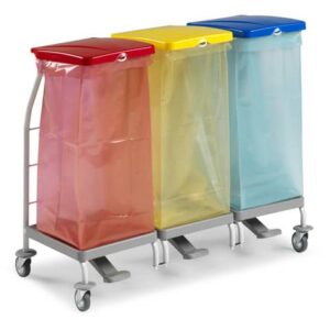 Rilsan Dust 4165 painted metal waste collection trolley with pedals -
