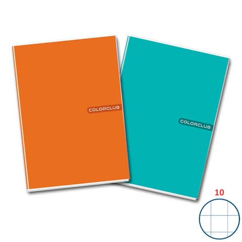 Maxi quaderno A4 copertina 200 gr/mq - 20+1 ff 80 gr/mq Colorclub quadretti 10
