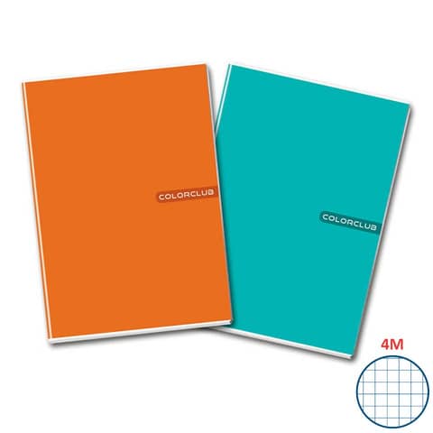 Maxi quaderno A4 copertina 200 gr/mq - 20+1 ff 80 gr/mq Colorclub quadretti 4