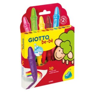 Pastelloni a cera colori assortiti + appuntapastellone conf. 10 pezzi Giotto