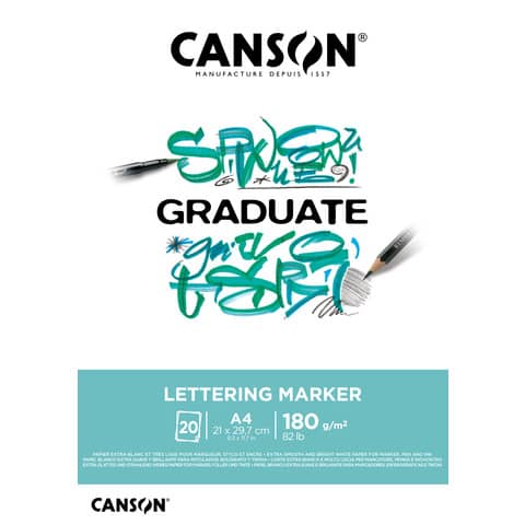 Blocco GRADUATE Lettering Marker A4 20 fogli 180 g/m² Canson bianco