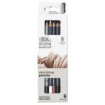 Scatola in metallo 6 matite da schizzo assortite Winsor&Newton nero