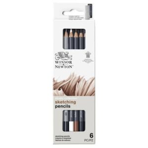 Scatola in metallo 6 matite da schizzo assortite Winsor&Newton nero