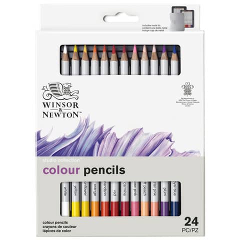 Scatola in metallo 24 matite colorate - diametro mina 3,7 mm Winsor&Newton