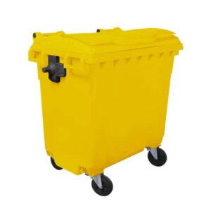 Cassonetto portarifiuti carrellato 770 lt con coperchio piano e maniglie a