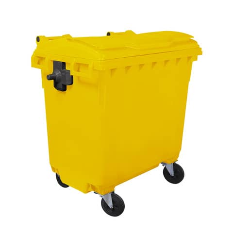 Cassonetto portarifiuti carrellato 770 lt con coperchio piano e maniglie a
