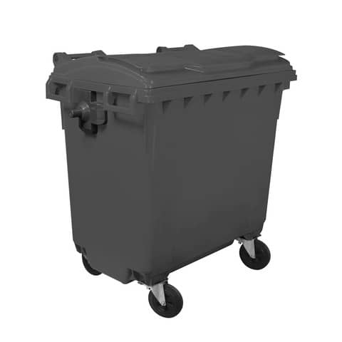 Cassonetto portarifiuti carrellato 770 lt con coperchio piano e maniglie a