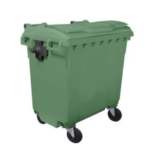 Cassonetto portarifiuti carrellato 770 lt con coperchio piano e maniglie a