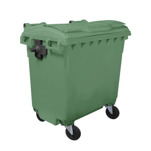Cassonetto portarifiuti carrellato 770 lt con coperchio piano e maniglie a