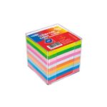 Dispenser neutro trasparente con blocco in carta colorata non collato 90x90 mm