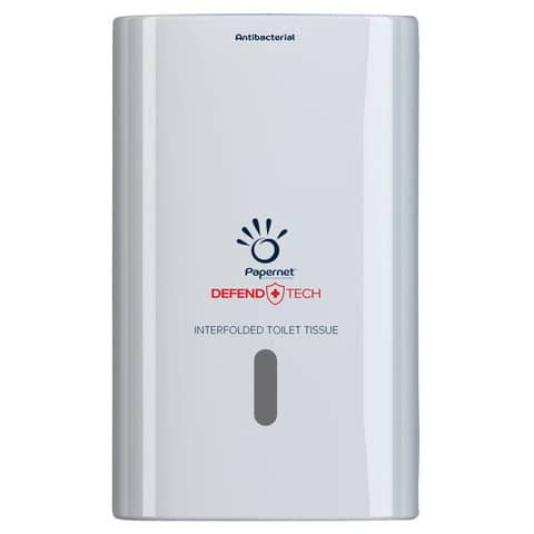 Antibacterial interleaved toilet paper dispenser Defend Tech -