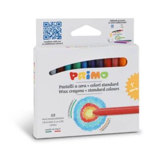 Pastelli a cera alta resistenza confezione 12 colori Primo assortiti