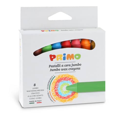 Pastelli a cera Jumbo alta resistenza confezione 8 colori nudi Primo assortiti