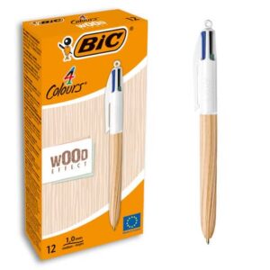 Penna a sfera a scatto BIC 4 Colours 1 mm - fusto Wood Effect
