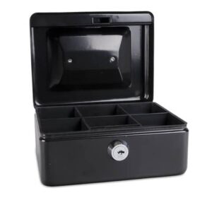 Lockable metal money box 152x80x115 mm Donau black