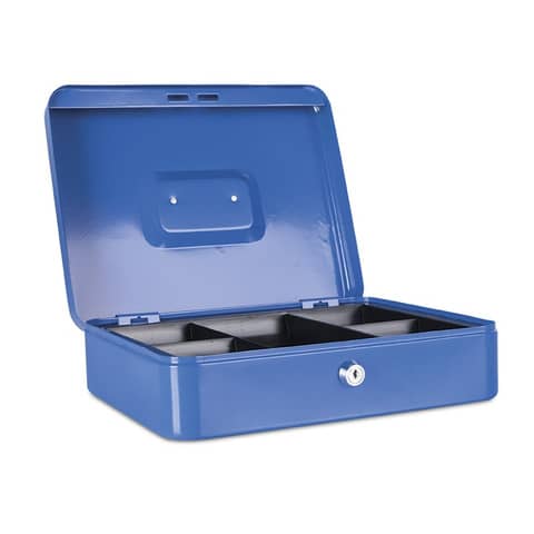 Cassetta portadenaro in metallo con serratura 300x90x240 mm Donau blu
