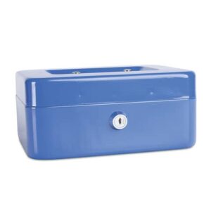 Metal lockable money box 200x90x160 mm Donau blue