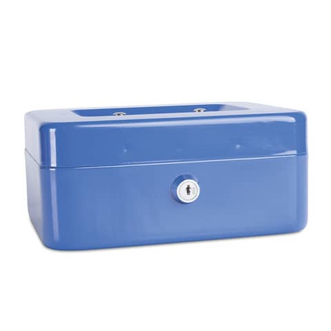 Cassetta portadenaro in metallo con serratura 200x90x160 mm Donau blu