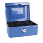 Lockable metal money box 152x80x115 mm Donau blue