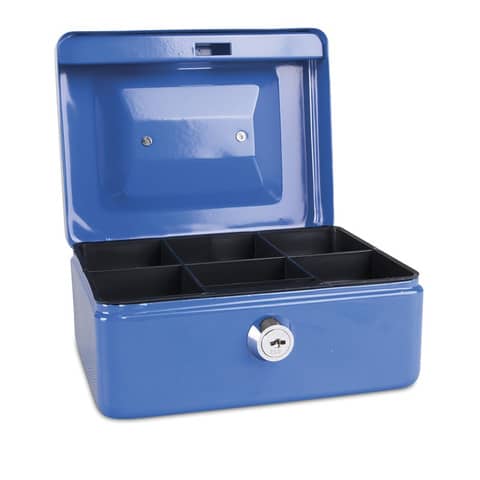 Lockable metal money box 152x80x115 mm Donau blue