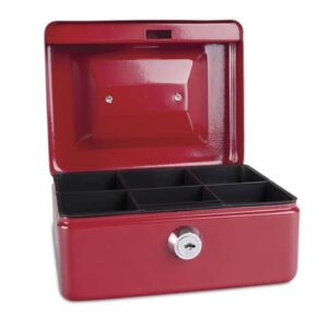 Lockable metal money box 152x80x115 mm Donau red