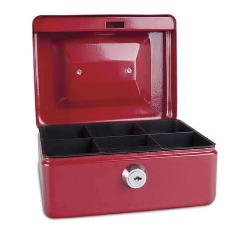 Cassetta portadenaro in metallo con serratura 152x80x115 mm Donau rosso